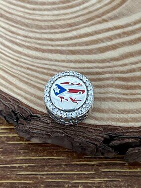 Pandora Puerto Rico Flag Frog Bead S925 Silver Charm